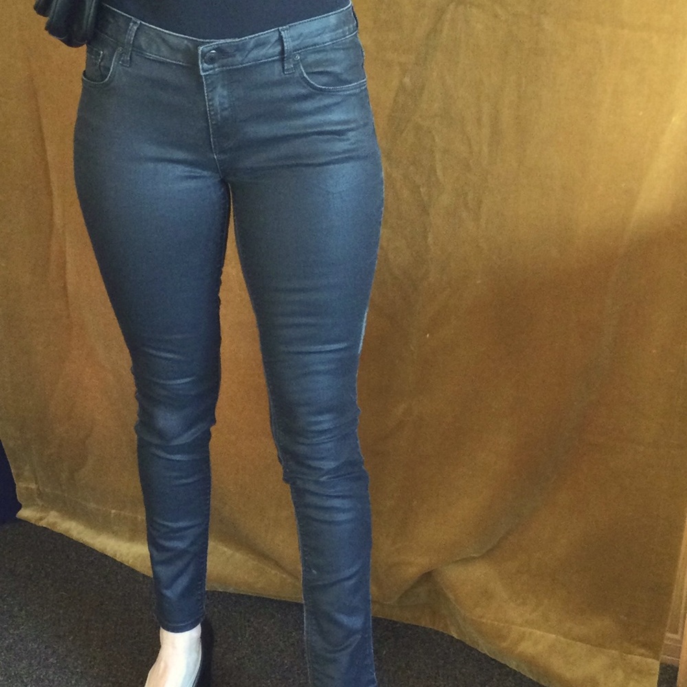 Wax Coated Medium Rise Skinny Jeans ZARA WOMAN 4